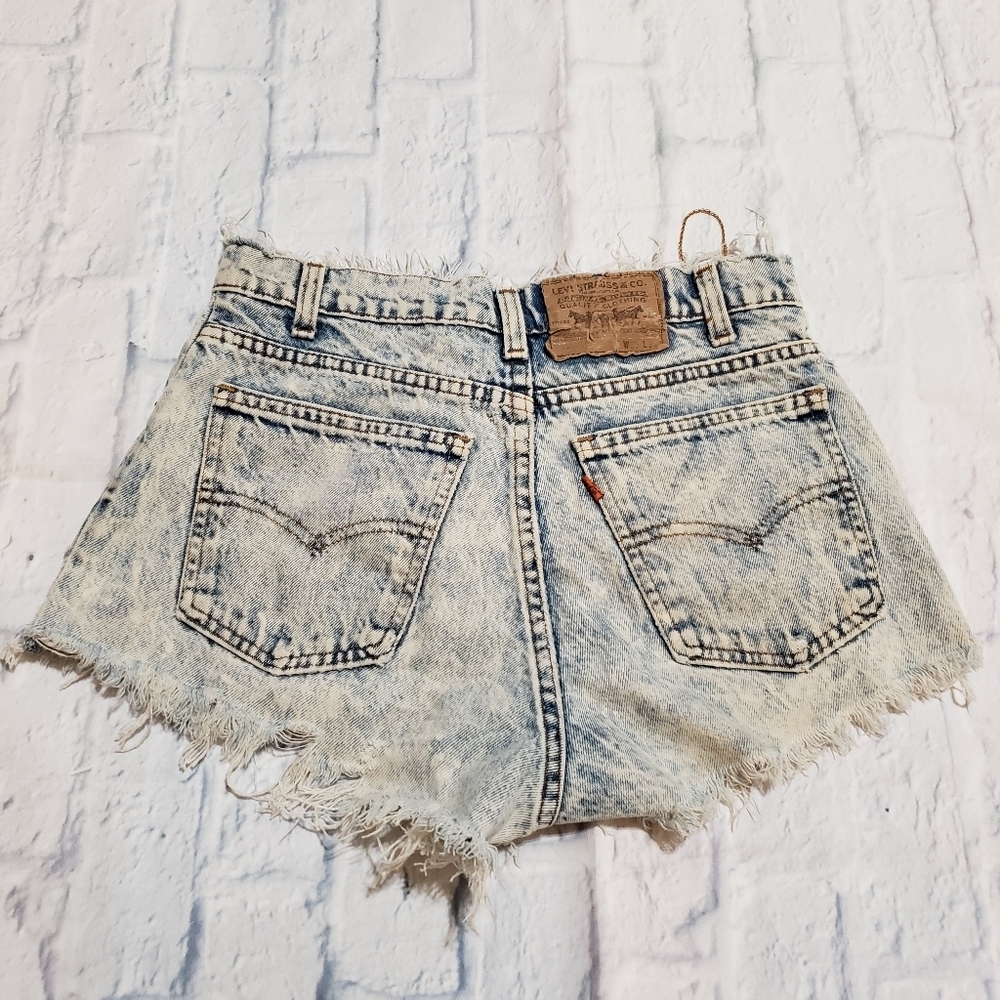 VINTAGE ORANGE TAB Distressed ACID WASH Levi’s Shorts - Picture 6 of 15